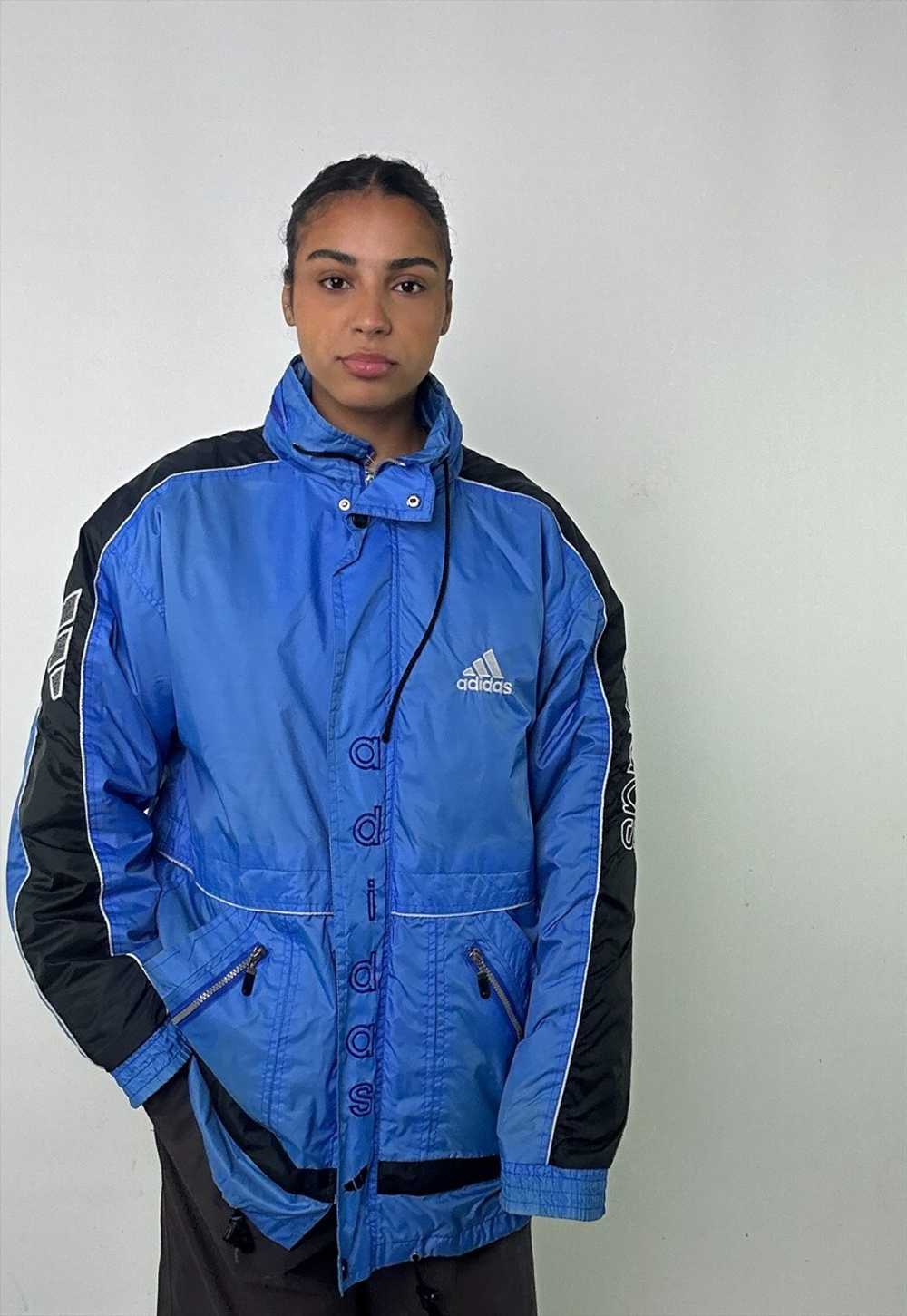 Blue 90s Adidas Embroidered Puffer Jacket Coat - image 1