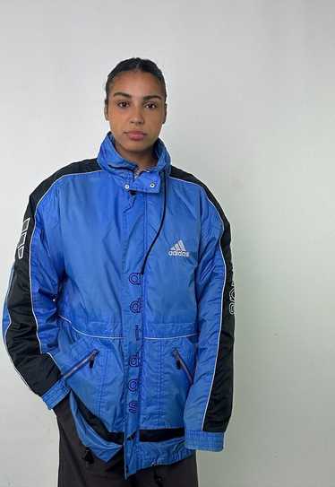 Blue 90s Adidas Embroidered Puffer Jacket Coat - image 1