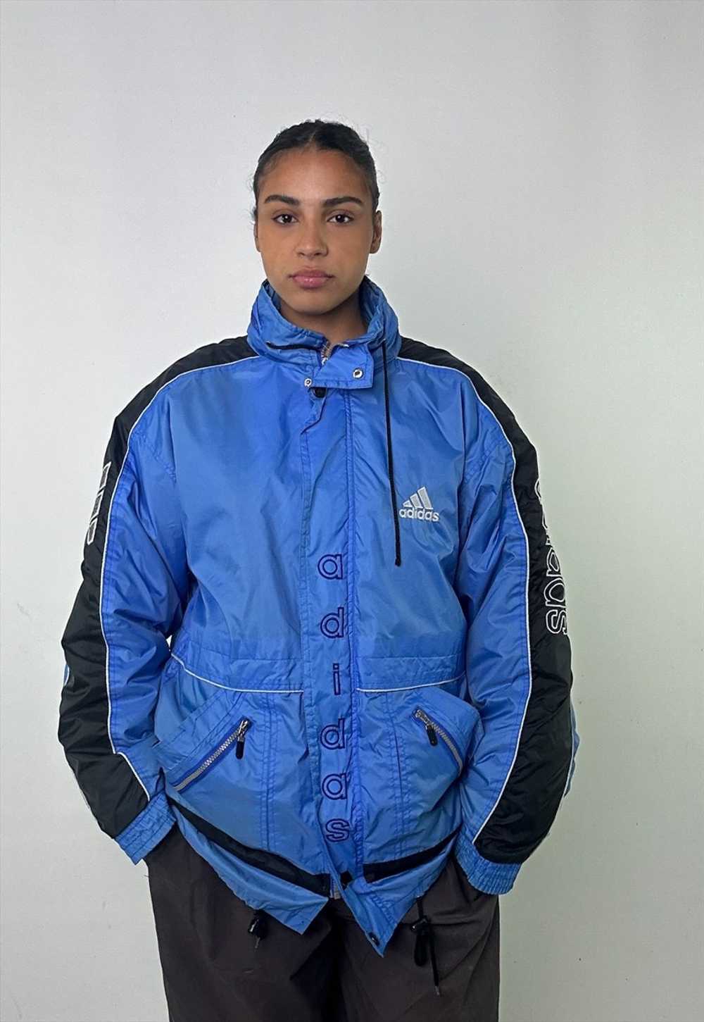 Blue 90s Adidas Embroidered Puffer Jacket Coat - image 2