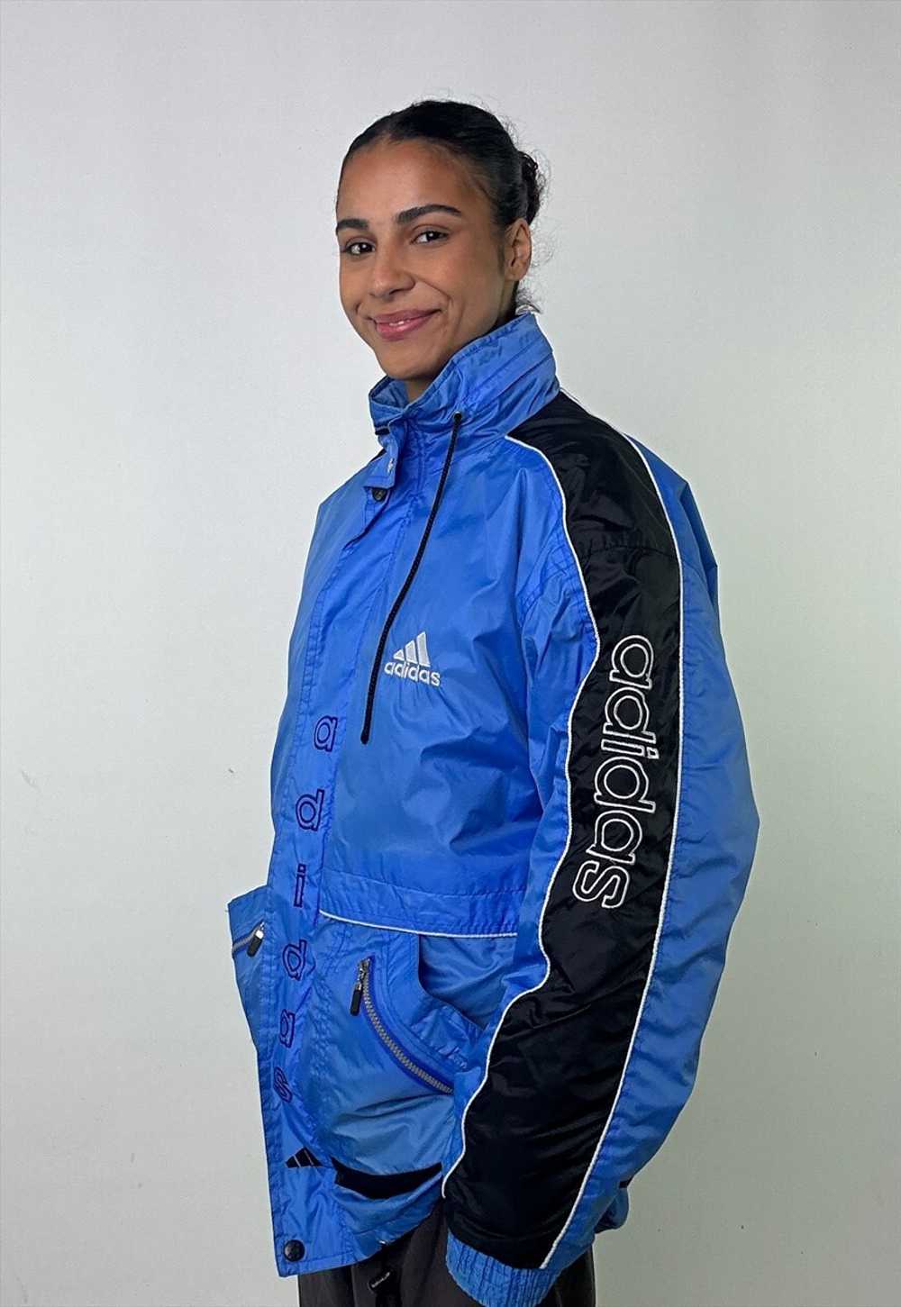 Blue 90s Adidas Embroidered Puffer Jacket Coat - image 5