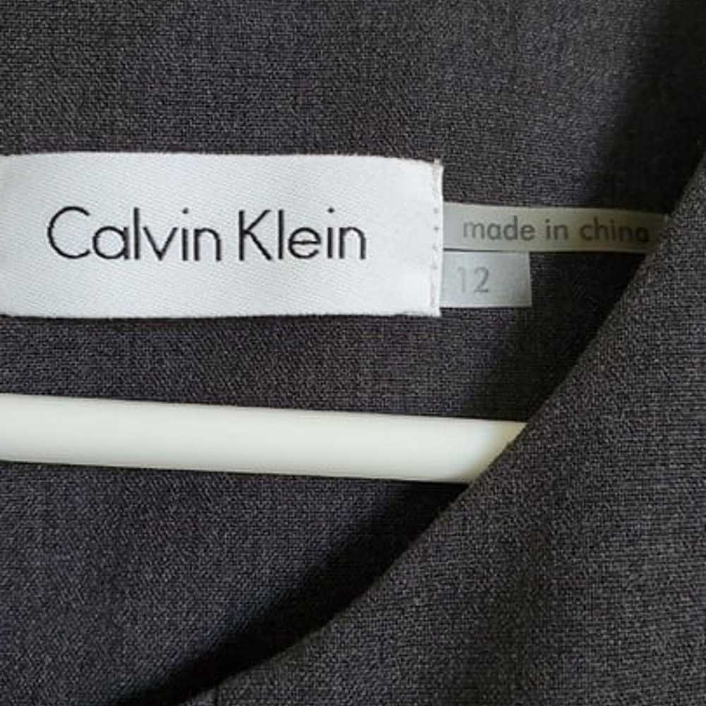 Calvin Klein Gray Sleeveless Linen Dress with Belt - image 2