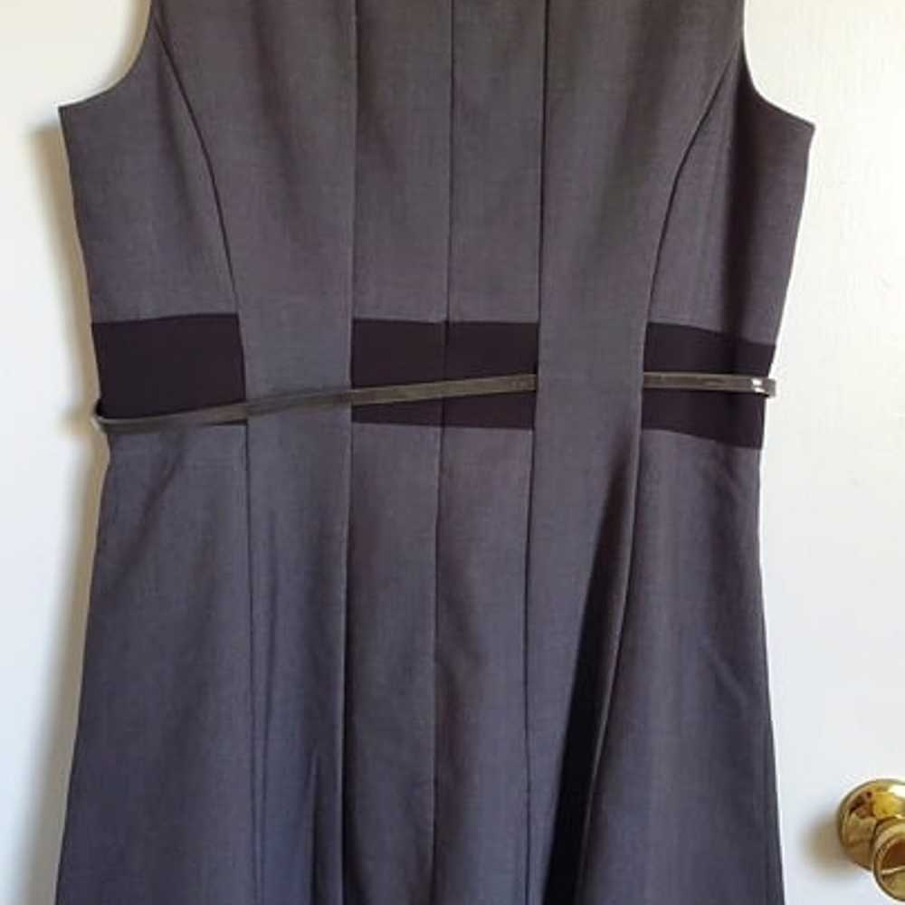 Calvin Klein Gray Sleeveless Linen Dress with Belt - image 3