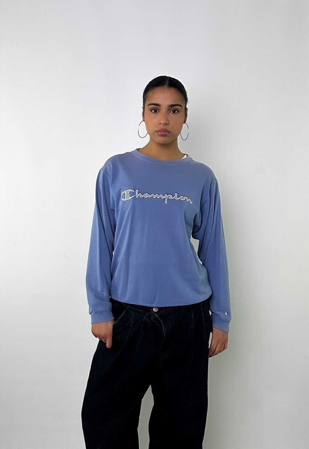 Lilac 90s Champion Embroidered Spellout Sweatshirt - image 1