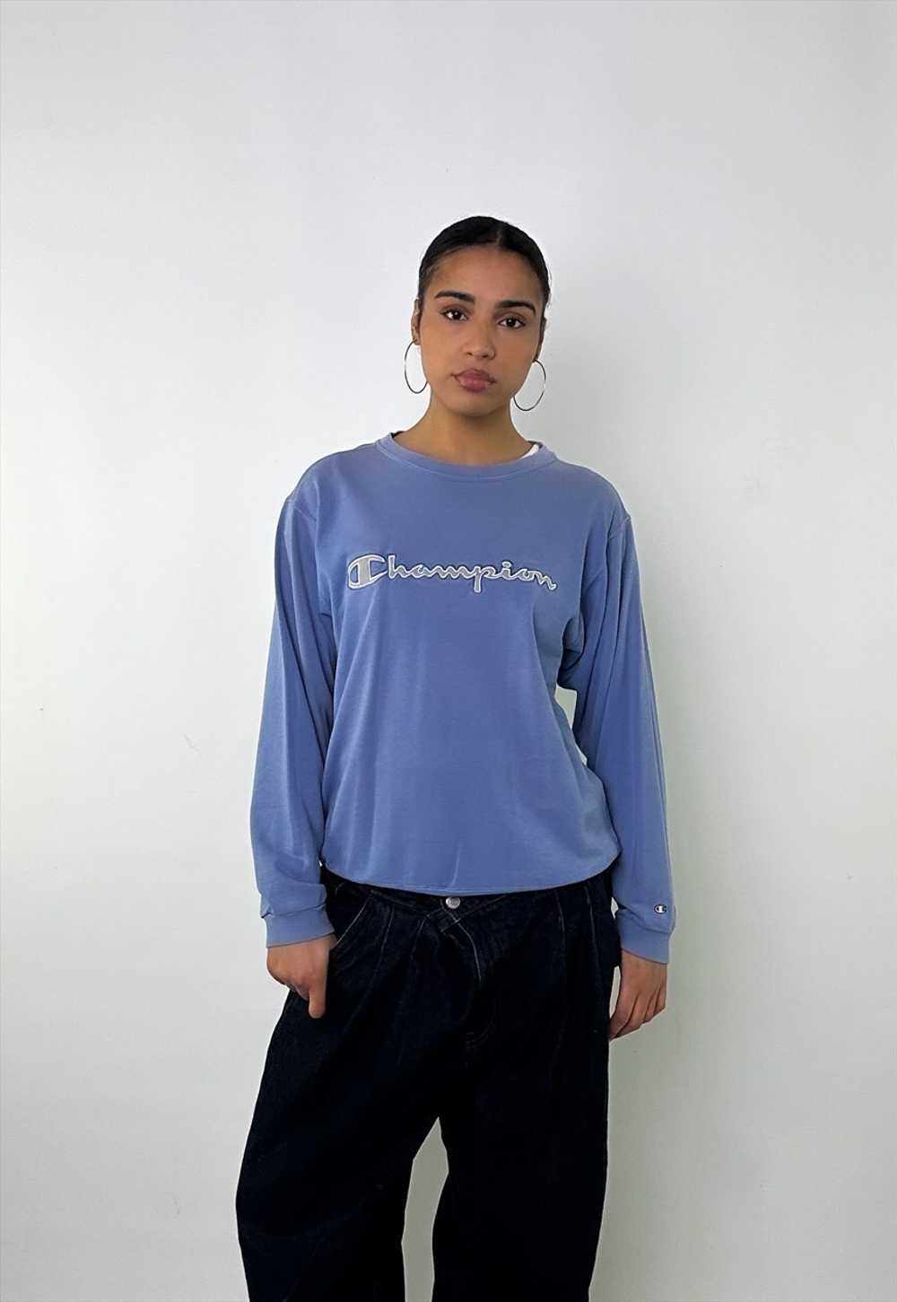 Lilac 90s Champion Embroidered Spellout Sweatshirt - image 3