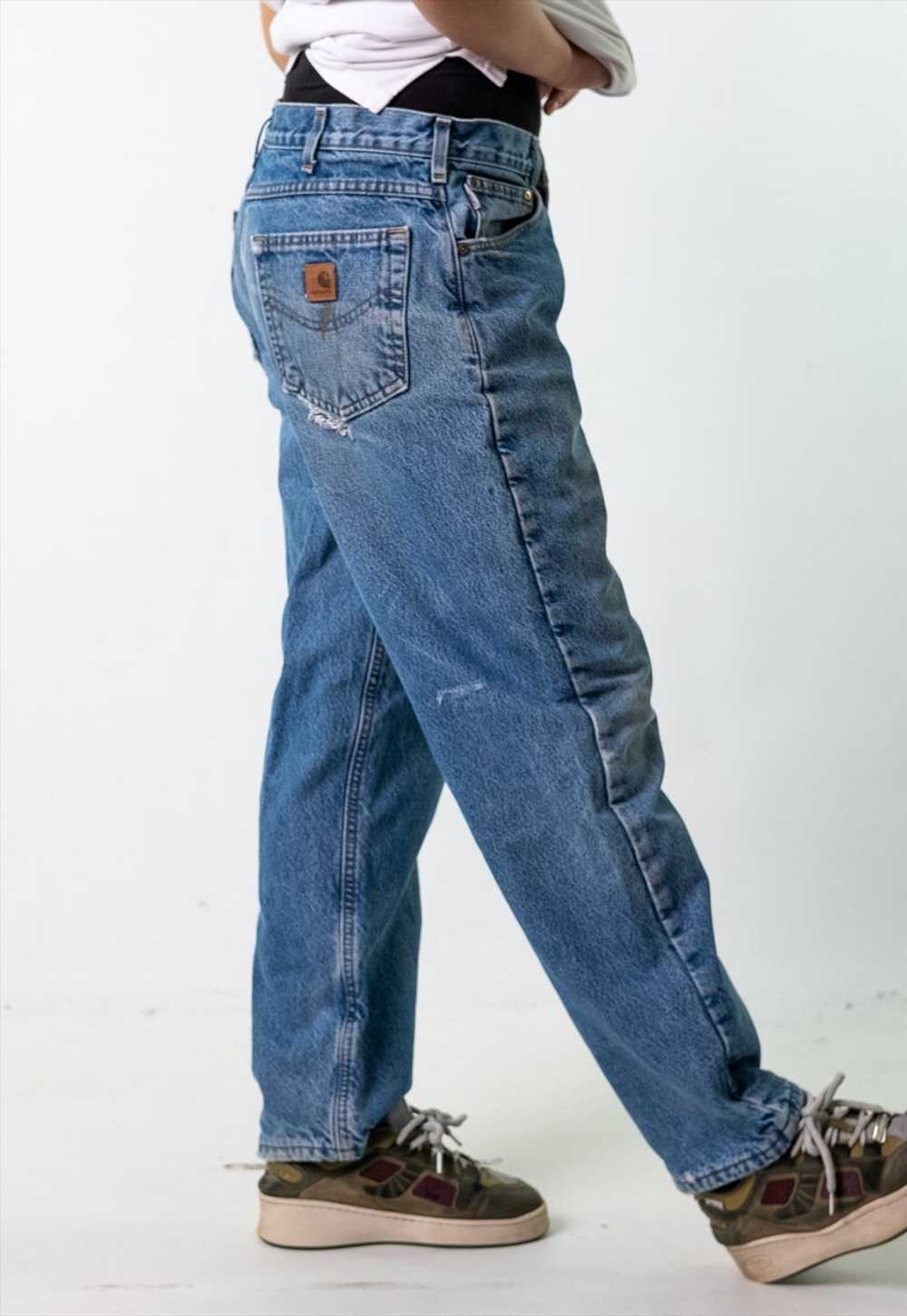 Blue Denim 90s Carhartt  Cargo Skater Trousers Pa… - image 3