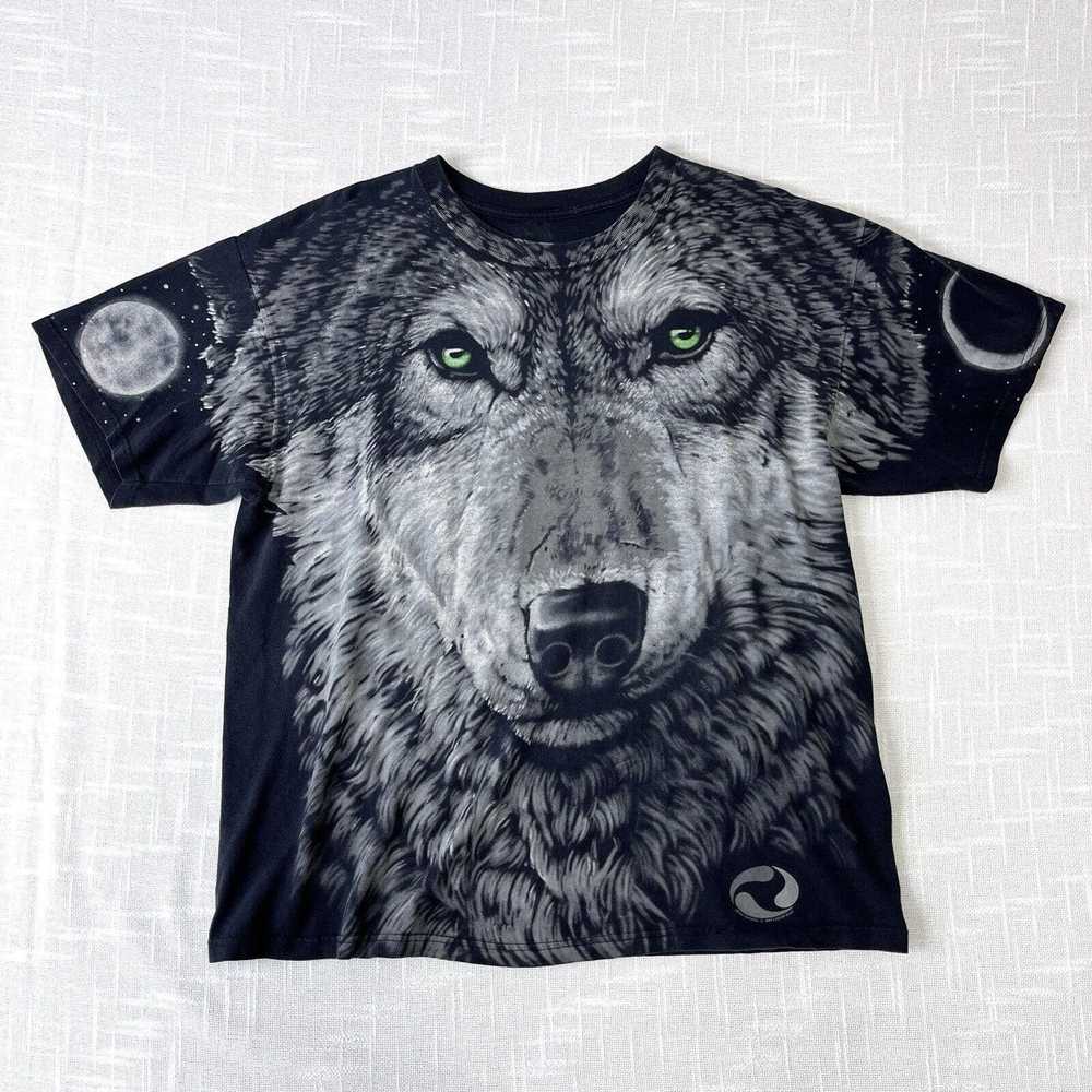 Liquid Blue × Vintage 90s Wolf All Over Print T S… - image 1
