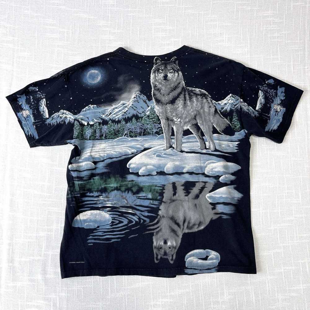 Liquid Blue × Vintage 90s Wolf All Over Print T S… - image 2