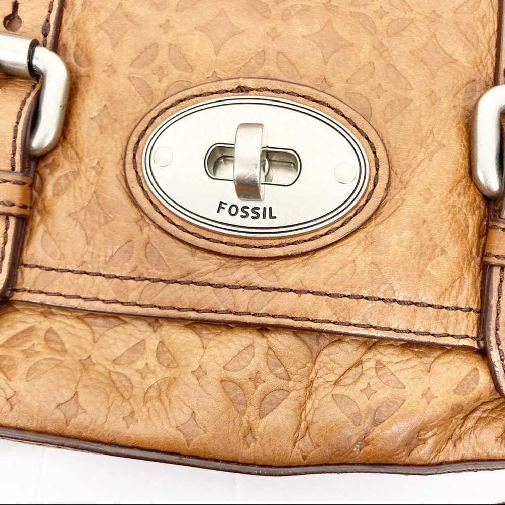 Fossil Fossil Tan Embossed Leather Turnlock Cross… - image 2
