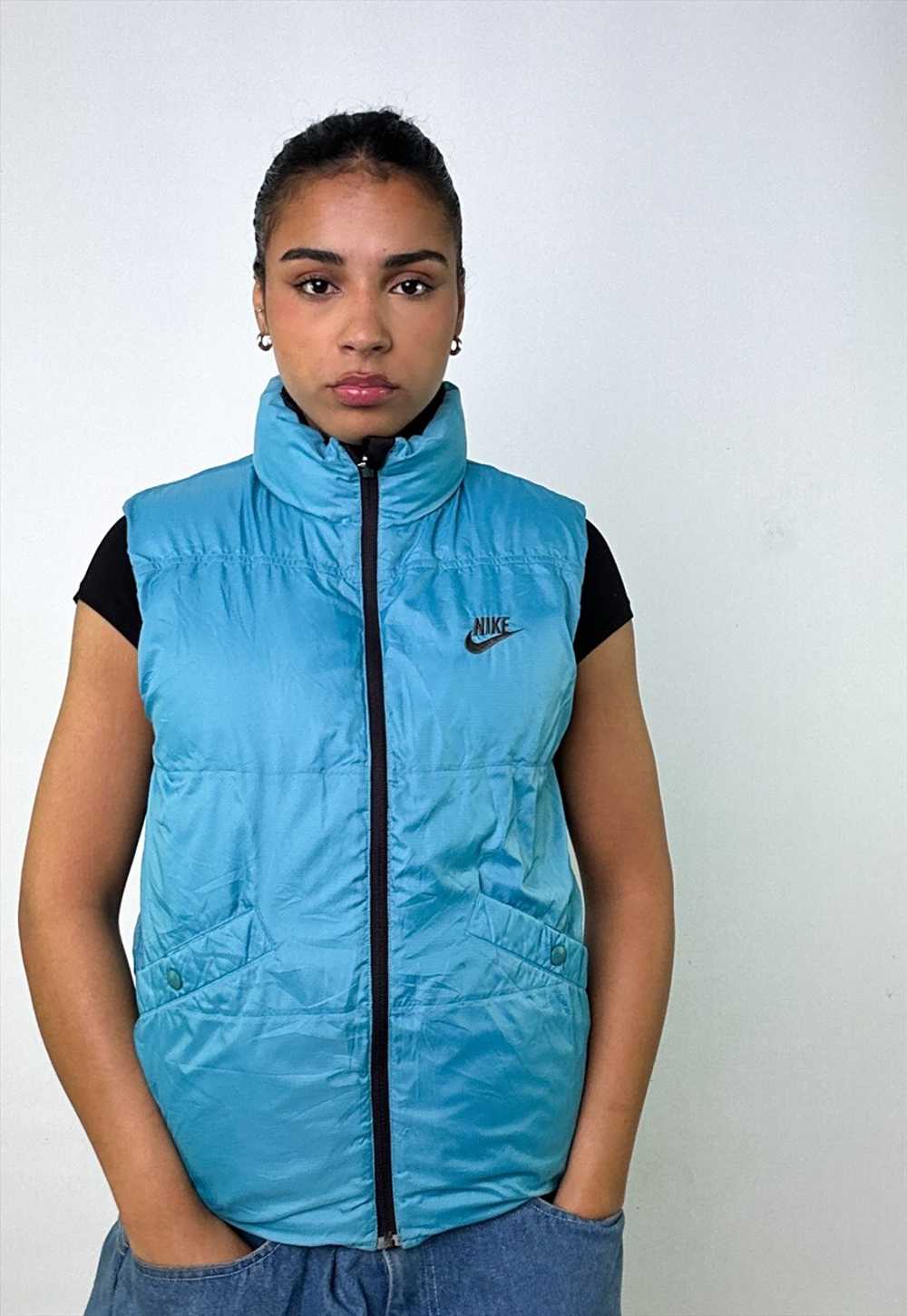 Light Blue y2ks NIKE / Dark Brown Reversible Puff… - image 2