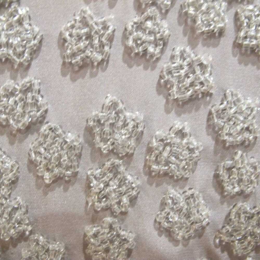 CLUB MANACO 100% SILK floral beading dress silver… - image 3