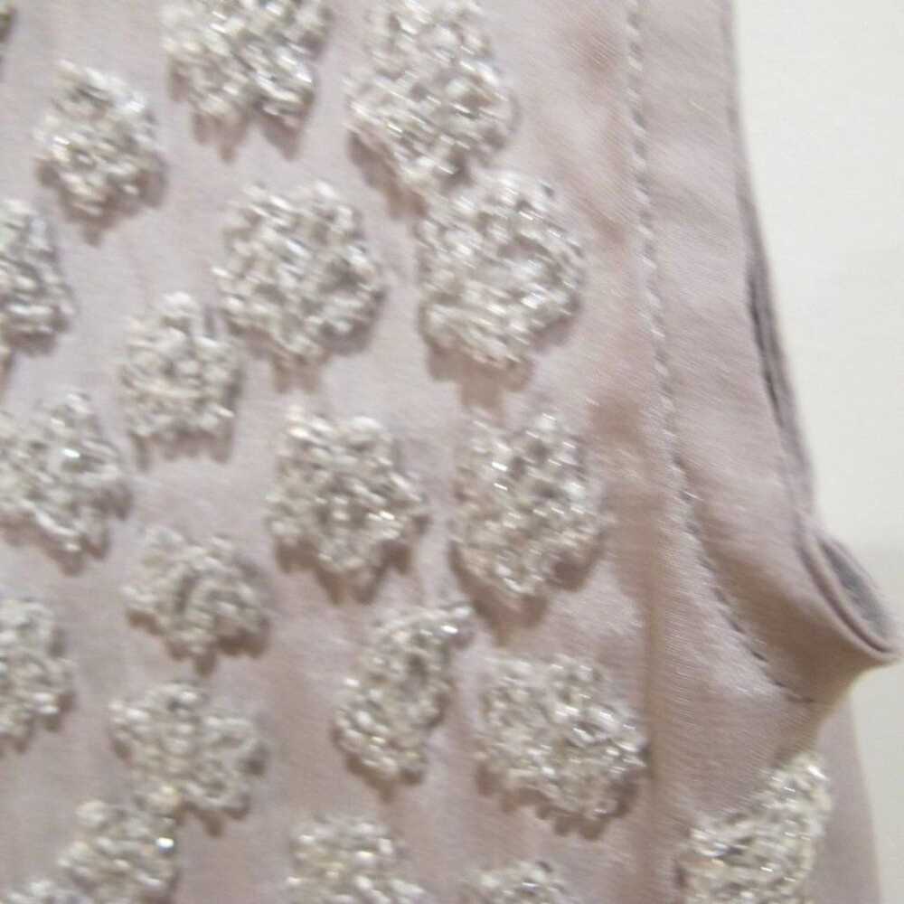 CLUB MANACO 100% SILK floral beading dress silver… - image 7