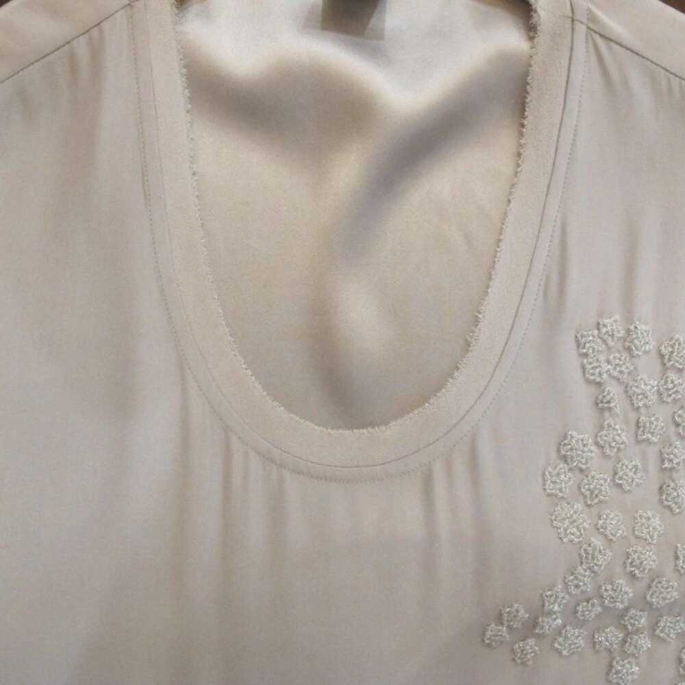 CLUB MANACO 100% SILK floral beading dress silver… - image 8