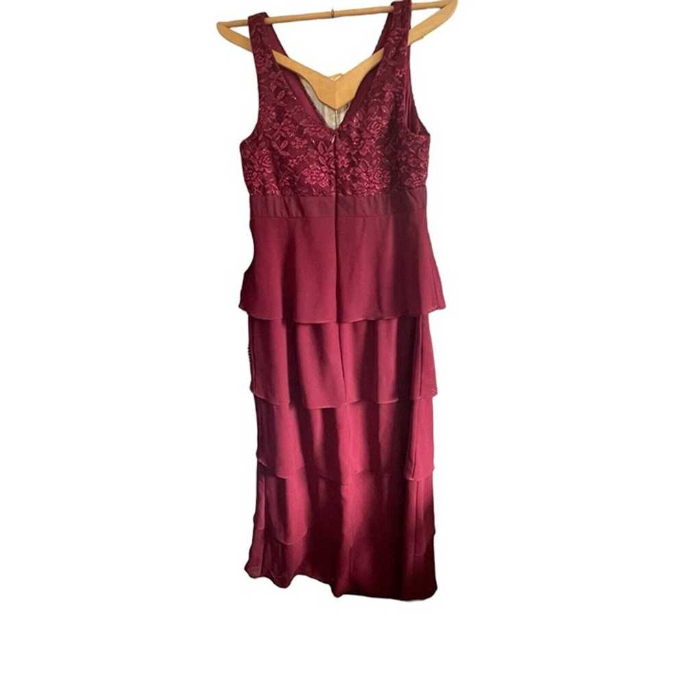 SALLY WIne / Burgundy DRESS with lace jacket SIZE… - image 10