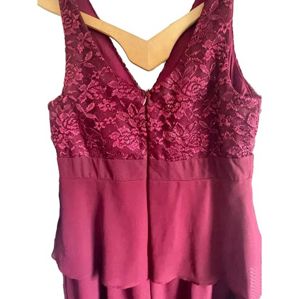 SALLY WIne / Burgundy DRESS with lace jacket SIZE… - image 11