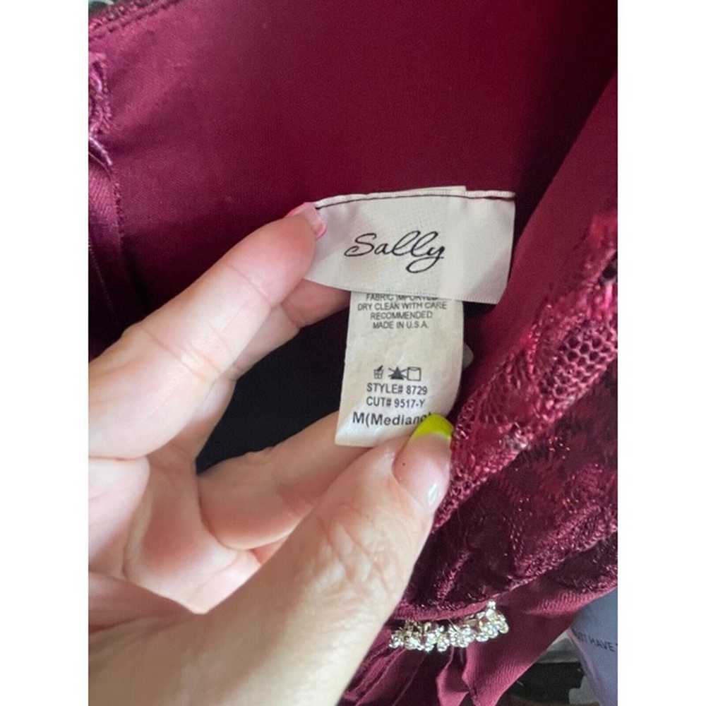 SALLY WIne / Burgundy DRESS with lace jacket SIZE… - image 6