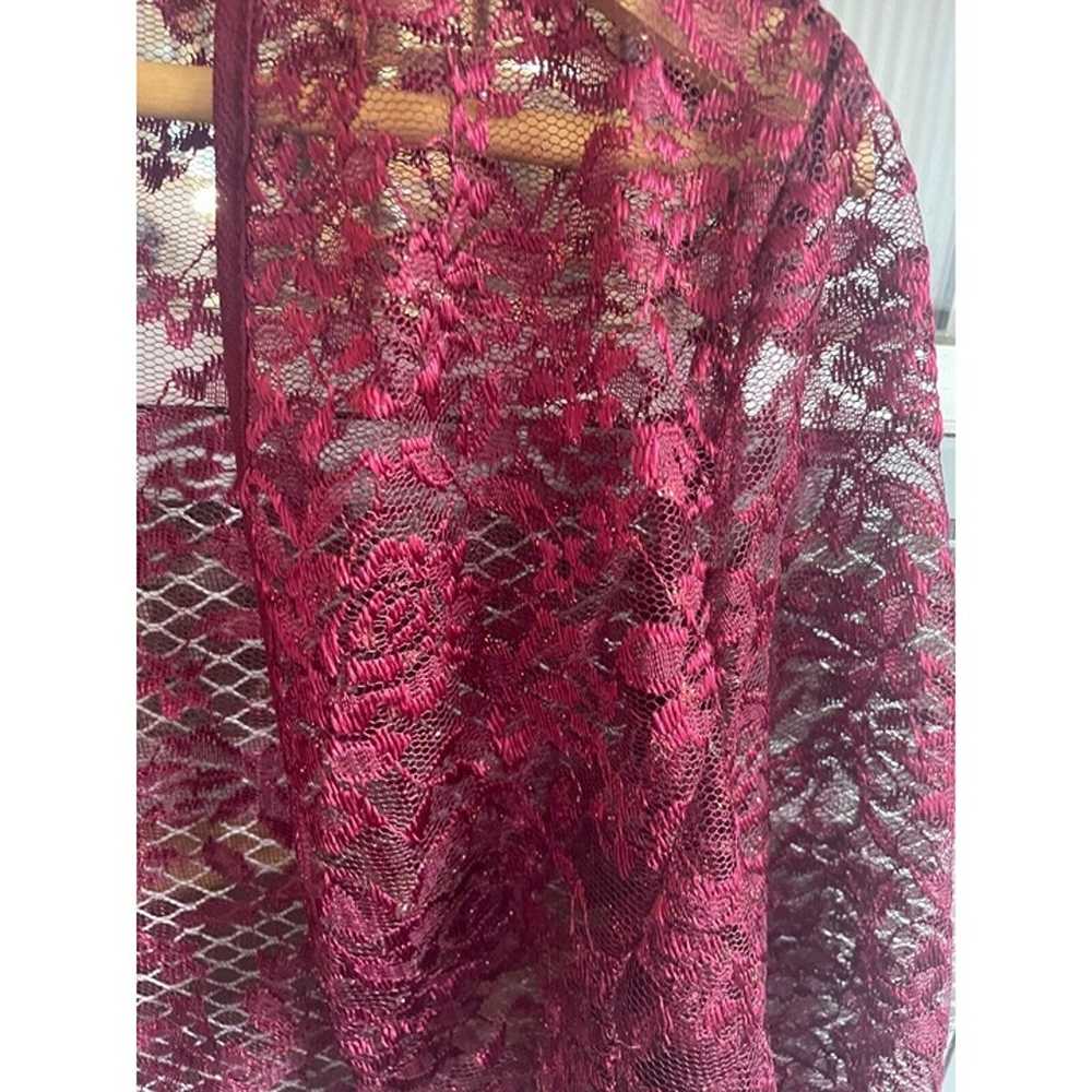 SALLY WIne / Burgundy DRESS with lace jacket SIZE… - image 8