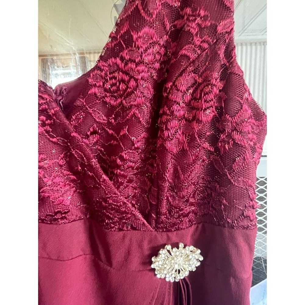SALLY WIne / Burgundy DRESS with lace jacket SIZE… - image 9