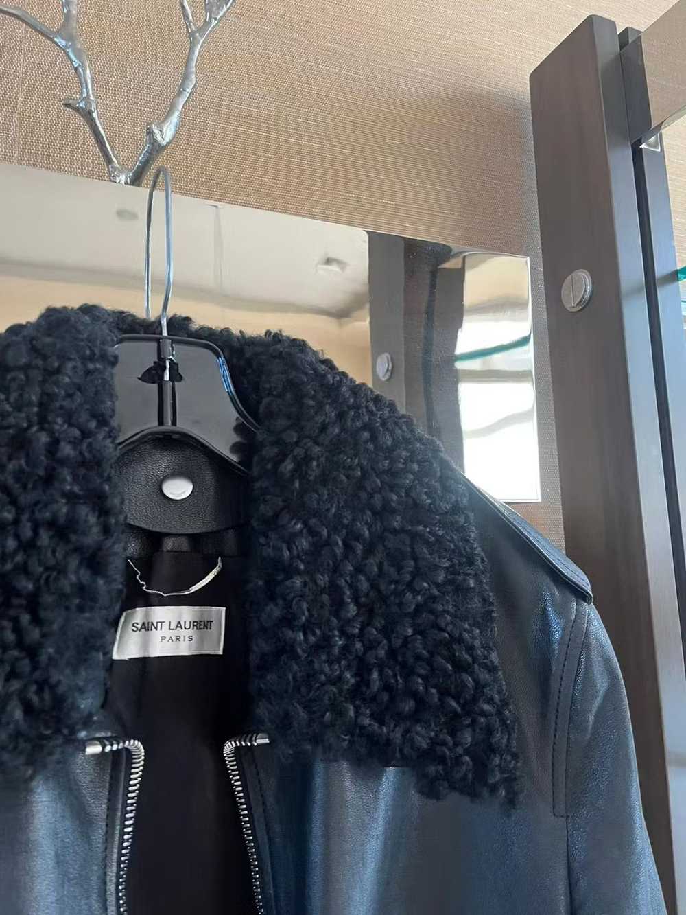 Saint Laurent Paris Shearling Collar Leather Jack… - image 8