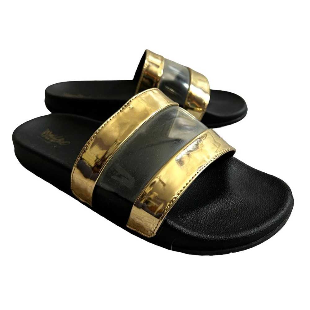 Mossimo Mossimo Black & Gold Slide Sandals Sz 7 W… - image 1