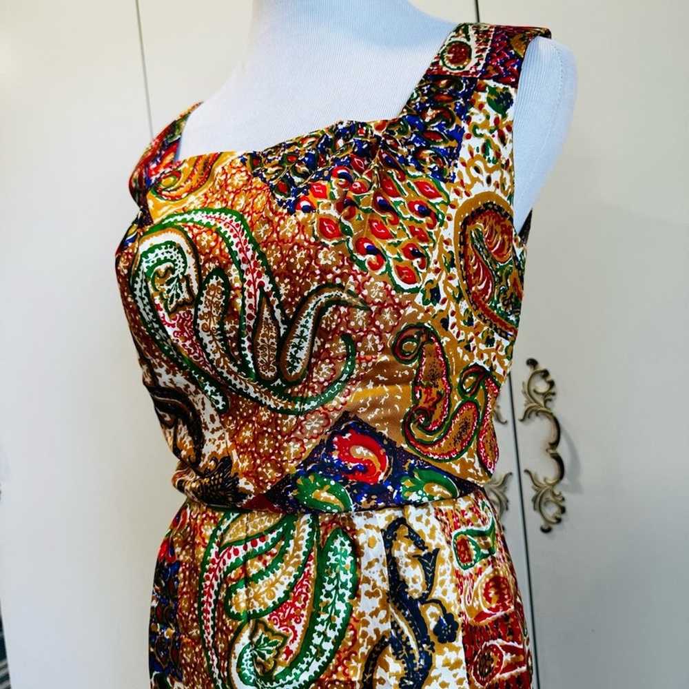 Vintage 50s Dress silk Printed Wiggle Dress Size … - image 6