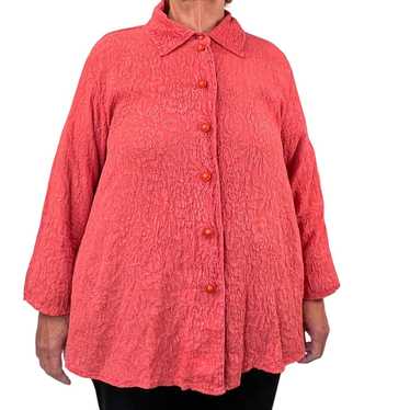 Uru Uru Silk Top Shirt Brocade Textured Rose Embos