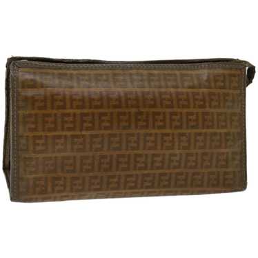 Fendi FENDI Zucchino Canvas Clutch Bag Brown Auth… - image 1