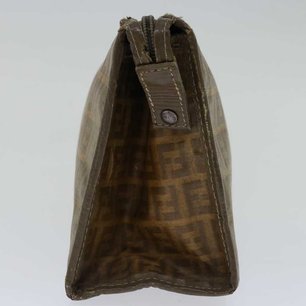 Fendi FENDI Zucchino Canvas Clutch Bag Brown Auth… - image 4