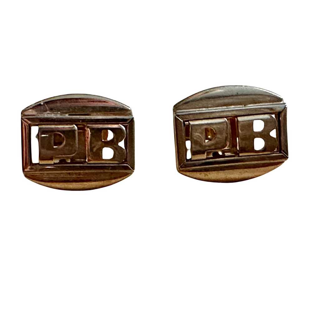 Vintage Vintage Swank Initials PB Gold Cufflinks - image 1