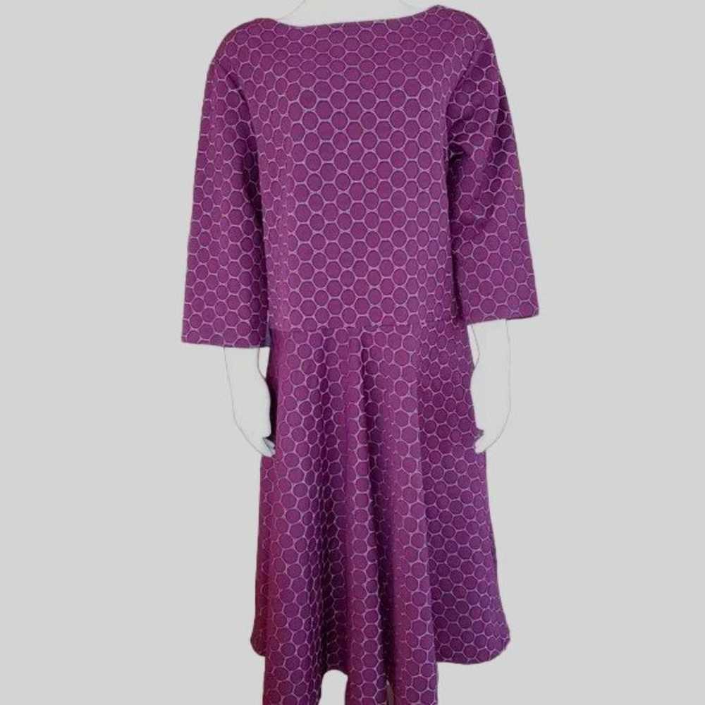 Leota Plum Purple Circle pattern Fit & Flare 3/4 … - image 4