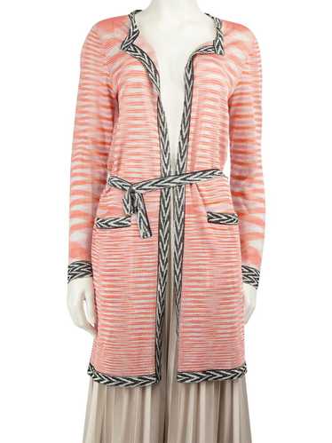 Missoni Pink Striped Pattern Belted Cardigan - image 1