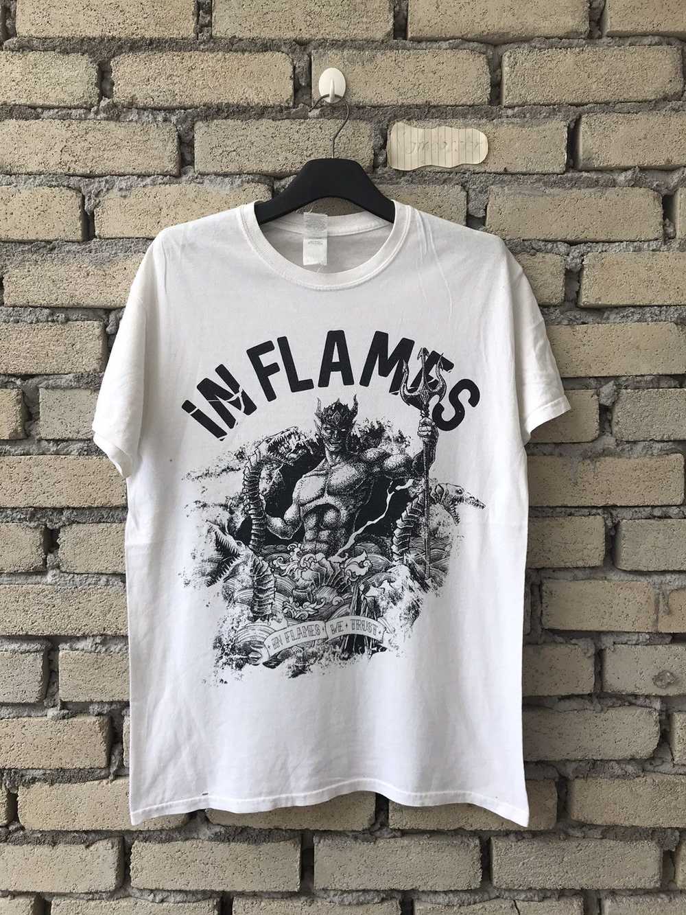 Band Tees × Gildan × Rock T Shirt In Flames Band … - image 1