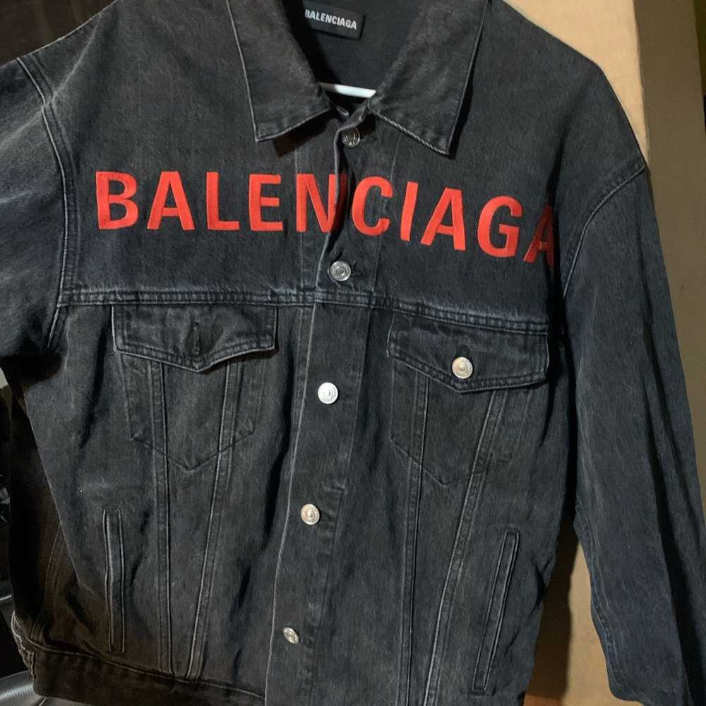 Balenciaga Balenciaga embroidered logo denim jack… - image 1