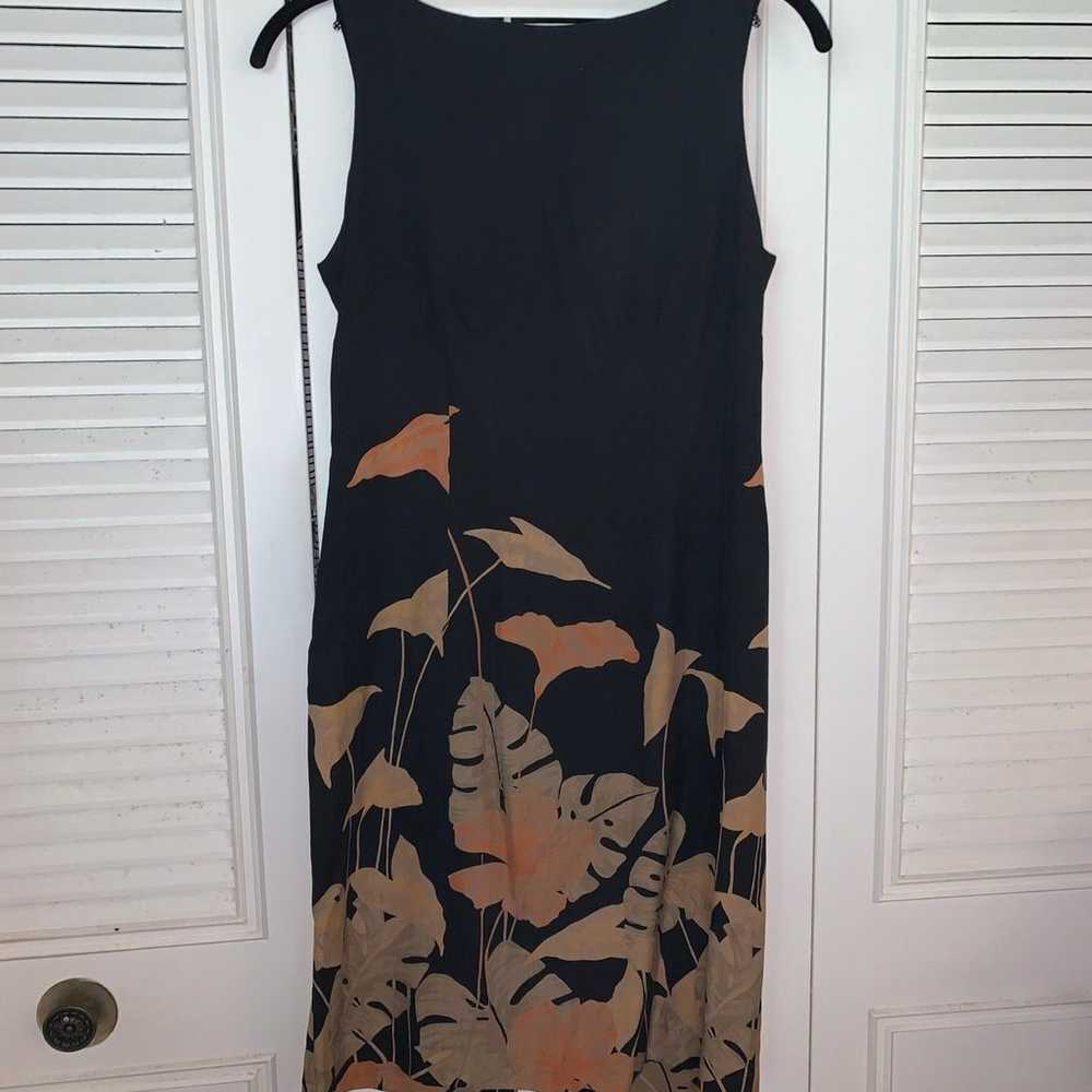 Tori Richard Silk Dress Tropical Monstera Leaves … - image 1