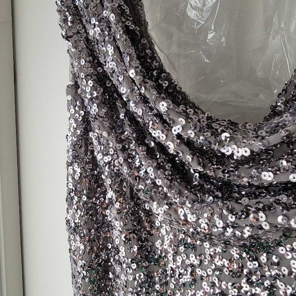 Ladies 14 Cachet sequin silver cowl neck gown dre… - image 3