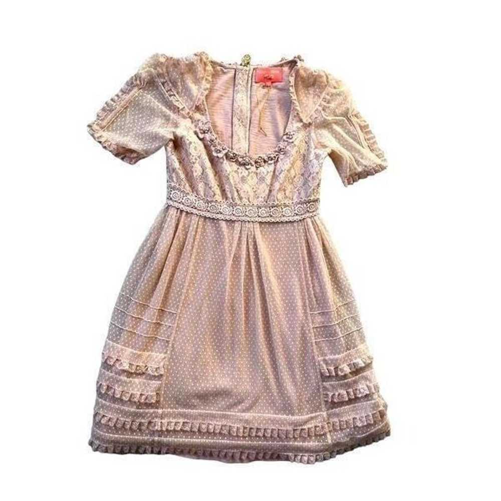 Manoush peach color tulle lace mini dress size S - image 2