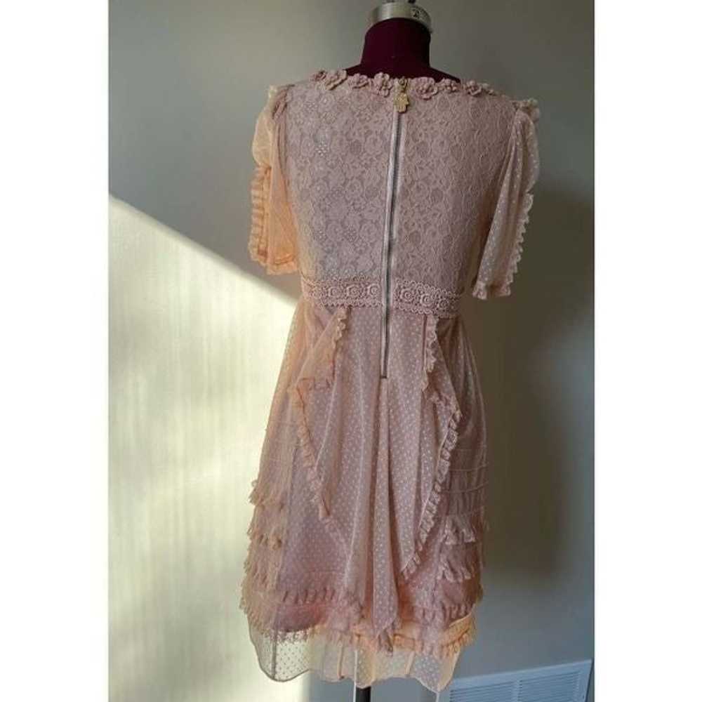 Manoush peach color tulle lace mini dress size S - image 7