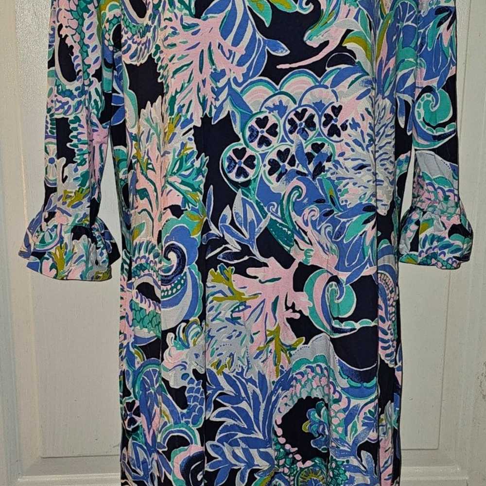 Lilly Pulitzer Ruffle Sophie Dress Bright Navy Si… - image 1