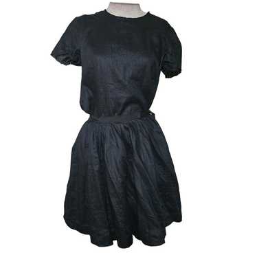 Black Short Sleeve Linen Mini Dress Size 2 - image 1