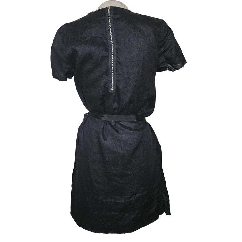 Black Short Sleeve Linen Mini Dress Size 2 - image 2