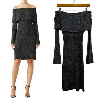 Keepsake Off-the-shoulder Metallic Sweater Dress … - image 1
