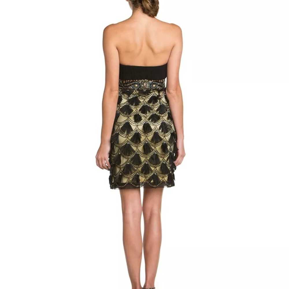 Sue Wong Empire Beaded Black Gold Cocktail Strapl… - image 2