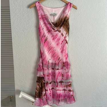 Vintage Joseph Ribkoff Tiered Ruffle Dress Pink W… - image 1