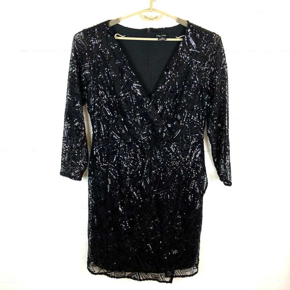city chic Razzle sequins dress size S/16 black fa… - image 1