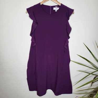 Carven Sleeveless Ruffle Accent Dress - Purple