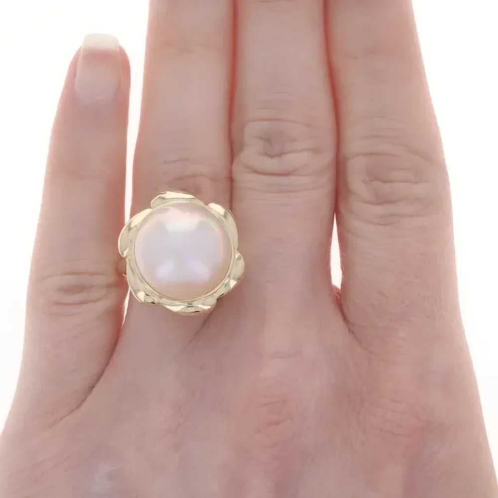 Yellow Gold Cultured Mabe Pearl Cocktail Solitair… - image 2