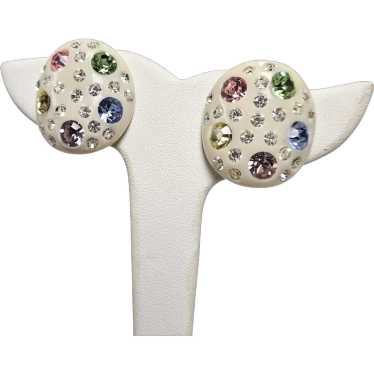 Vintage Weiss Thermoplastic Colorful Rhinestone E… - image 1