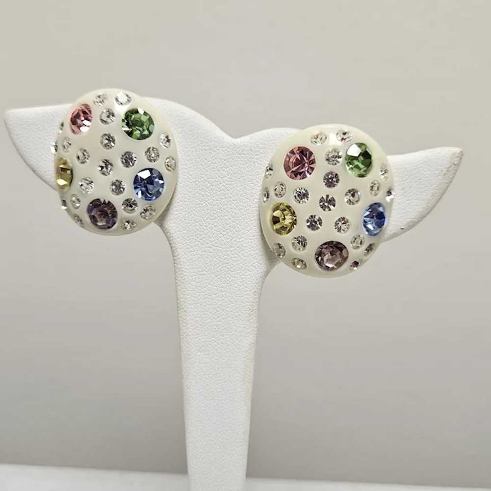 Vintage Weiss Thermoplastic Colorful Rhinestone E… - image 3