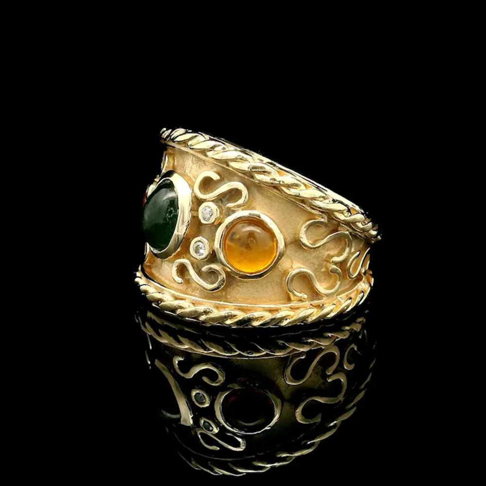 14k Yellow Gold Tourmaline & Citrine Scroll Detai… - image 4