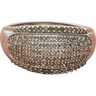 Sterling Silver Diamond Accent Dome Band (As-Is) … - image 1