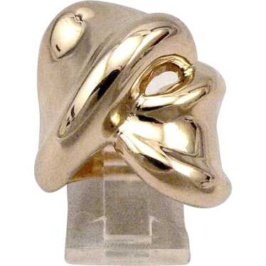 QVC GOLD ONE 1K Gold Chunky Twisted Band Ring 14K 